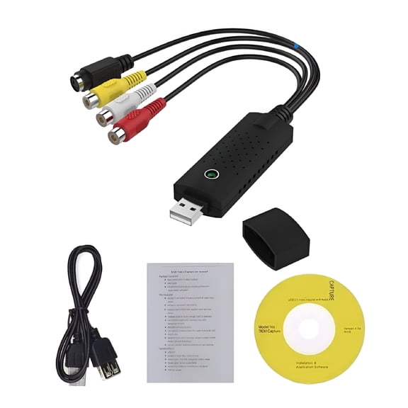 GJX 2026 New Video Converter Usb 2.0 Capture Device for Old Vhs Vcr Hi8 to Digital for Recording,Digitizing,Editing,Streaming,Archiving