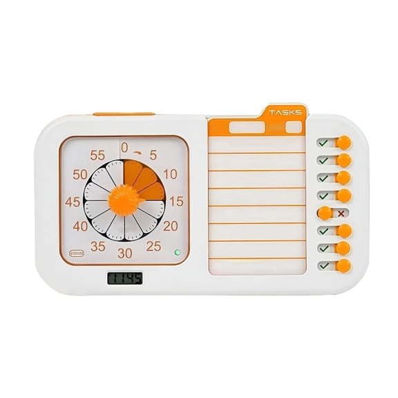 GJX 2026 New Visual Timer for Kids,8In Visual Timer for Kids with Planning Board,Adhd Timer for Kids,Daily Chore Board-Checklist for Autism,Increase Self-Regulation,Silence Timer for School,Orange