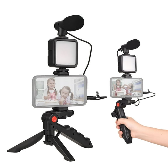 GJX 2026 New Vlogging Kit for Phone with Tripod,Led Light,Starter Kit with Mini Microphone for Live Stream,Video Calls,Vlogging,,Streaming,Podcasting,Travel