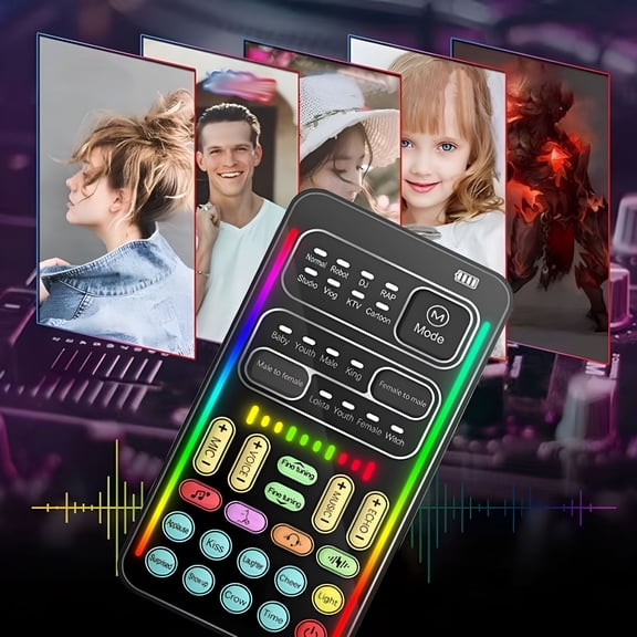 GJX 2026 New Voice Changer Set-Multifunctional Portable Mini Sound Card for Short Video Live and Gaming for Streaming,Gaming,Podcast,Video,Chat