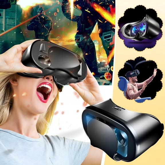 GJX 2026 New Vr Headset for Phones Virtual Reality Glasses with Wireless Headset Goggles 120 Panoramic View Lightweight&Foldable Design High-Definition Lenses for Movies,Games Black