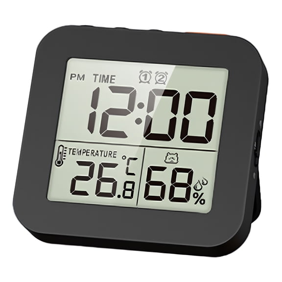 GJX 2026 New Waterproof Clocks Digital Bathroom Clock Shower Timer for Makeup Shower Chef Black for Bathroom, Shower Time, Cooking, Makeup Routine, Time Management, Home Use.
