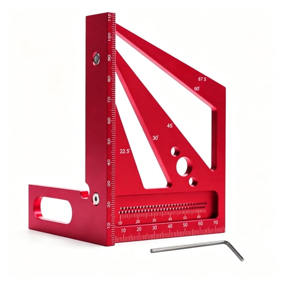 GJX 2026 New Wen Measuring Tools the Fourth Generation Carpenter'S Square Ruler Triangle Ruler Aluminum Alloy Square Ruler Right Angle Ruler Marking Ruler Hole Ruler Measurement Layout Tools Red