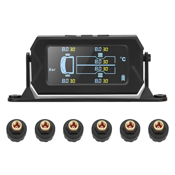 GJX 2026 New Wireless 6 External Sensors Solar Tpms Lcd Car Tire Pressure Monitoring System for Vehicle Tire Health,Pressure Monitoring,Real-Time Alerts,Car Safety,Driving Convenience.