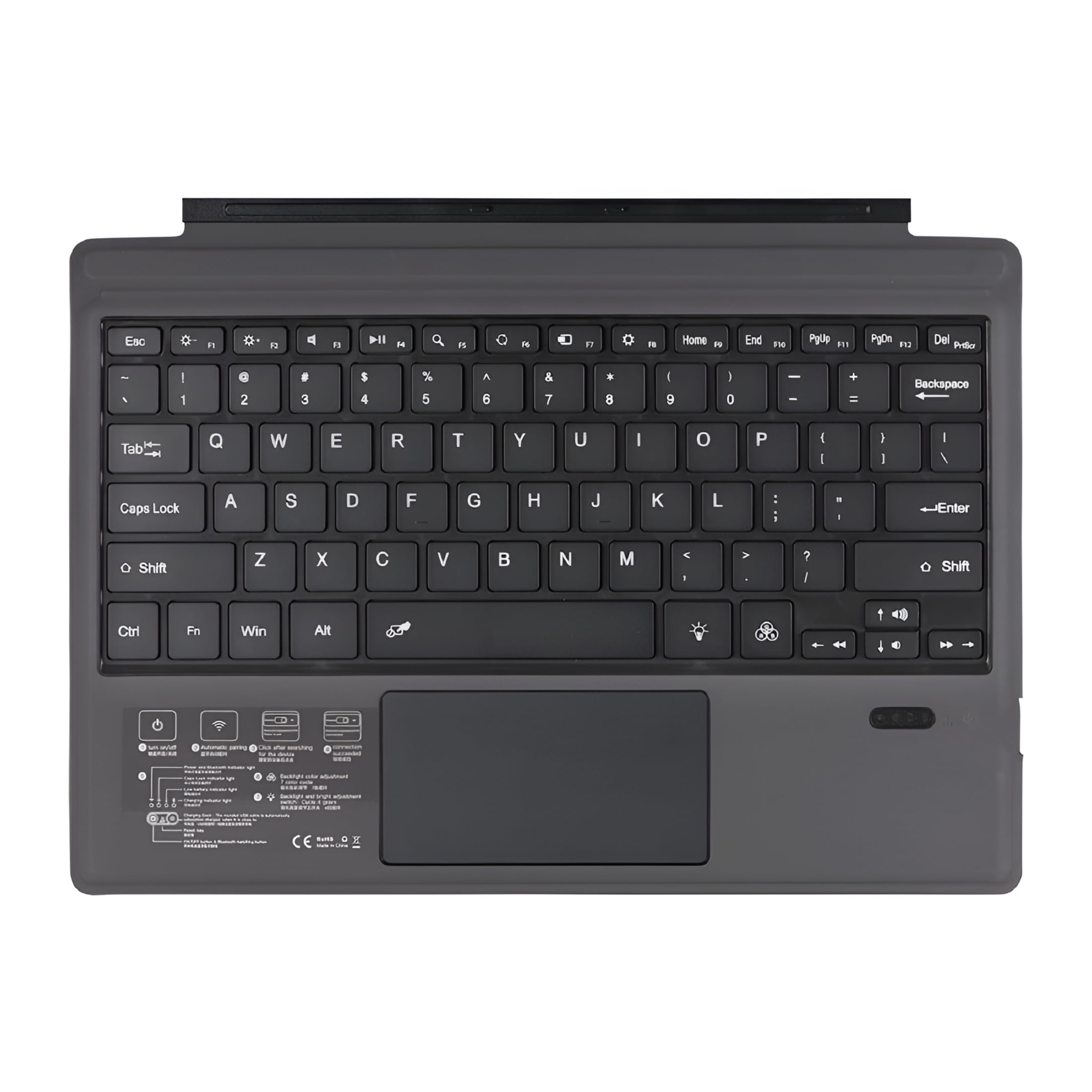 GJX 2026 New Wireless Bluetooth Keyboard Portable Ultra-Thin Backlight Tablet Keyboard with Large Size Touchpad for Home,Office,Travel,Study,Gaming