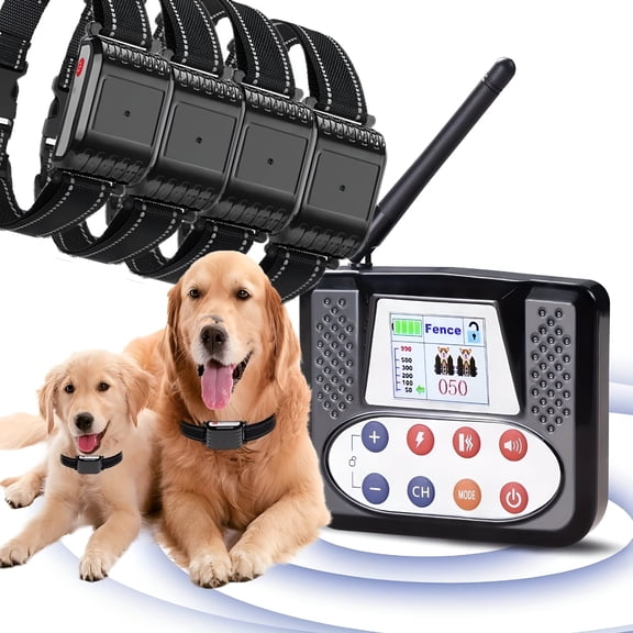 GJX 2026 New Wireless Dog Fence System for 1-3 Dogs with Training Collar - Adjustable Boundary Containment,Rechargeable Battery & Dual Power,Shock/Vibration/Sound Modes,Real-Time Monitoring