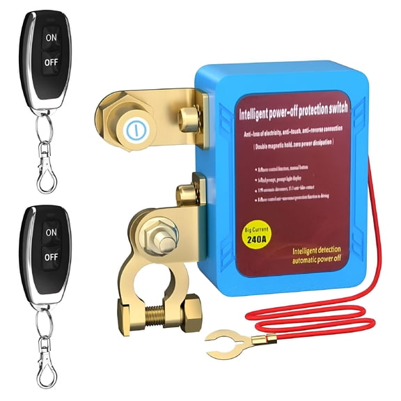 GJX 2026 New Wireless Dual Remote Car Battery Disconnect Relay Master Kill Cut-Off Switch 12V