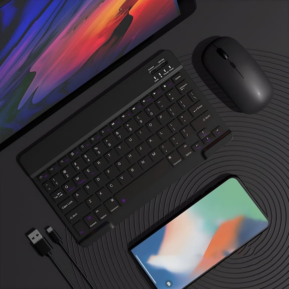 GJX 2026 New Wireless Keyboard and Mouse Portable Bt Wireless Keyboard and Mouse for Android Pc Tablet,For Office,School,Travel