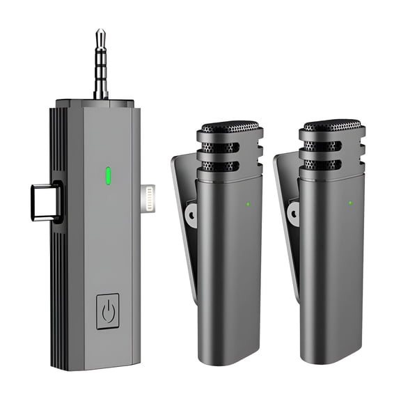 GJX 2026 New Wireless Lavalier Microphone,High-Definition Sound Pickup with Intelligent Noise Reduction Wireless Microphones,One-Button Reverb Microfonos Inalambricos Professional,Style1,One to Two