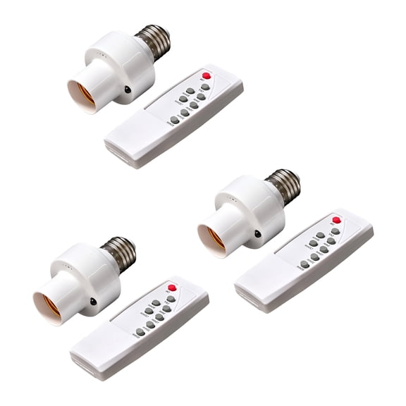 GJX 2026 New Wireless Light Switches Set Remote Control Light Socket E27 Base Lamp Holder with Remote Timer for Basement Garage Lamp Socket