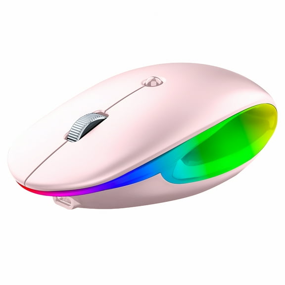 GJX 2026 New Wireless Mouse,Rechargeable Light Up Mouse for Laptop,Small Cordless Mice with Quiet Click Led Rainbow Lights for Pc Computer Kids Chromebook Windows Mac(Pink)