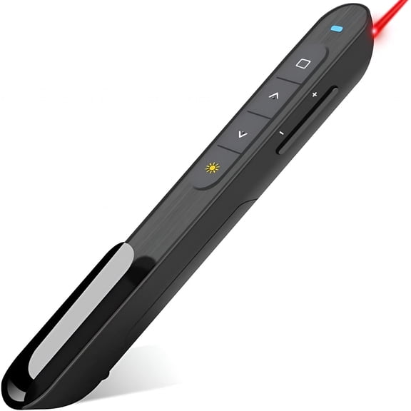 GJX Wireless Presenter, Hyperlink Volume Control Presentation Clicker RF 2.4GHz USB PowerPoint Clicker Presentation Remote Control Pointer Slide Advancer (Black)