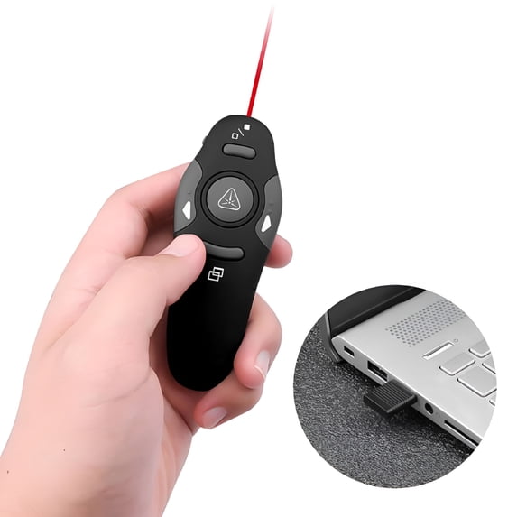 GJX 2026 New Wireless Presenter Presentation Clicker with Red Laser Pointer,2.4Ghz Rf Wireless Presentation Remote Ppt Clicker for Powerpoint Works for Windows/Mac/Linux