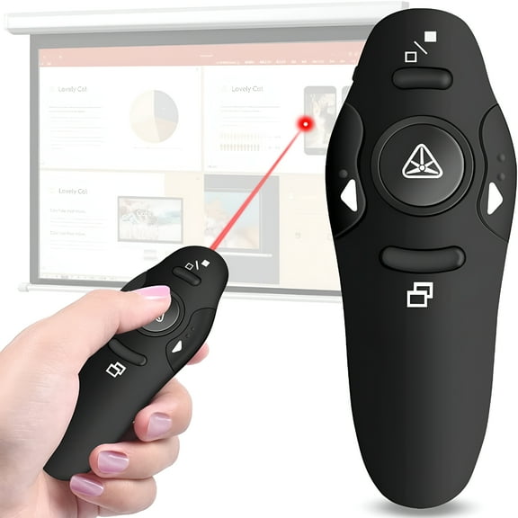GJX 2026 New Wireless Presenter Presentation Clicker with Red Laser Pointer,2.4Ghz Rf Wireless Presentation Remote Ppt Clicker for Powerpoint Works for Windows/Mac/Linux