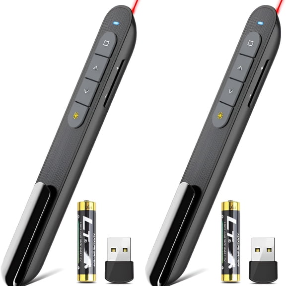 GJX 2026 New Wireless Presenter Remote Presentation Pointer Clicker with Hyperlink&Volume Control Usb Powerpoint Clicker with Laser Pointer for Office, Classroom, Meeting, Conference, Training