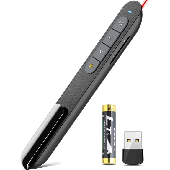 GJX 2026 New Wireless Presenter Remote Presentation Pointer Clicker with Hyperlink & Volume Control Usb Powerpoint Slide Advancer