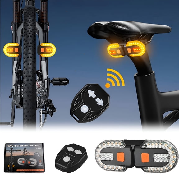 GJX 2026 New Wireless Remote Control Turn Signal Usb Rechargeable Led Bike Taillight,Multi-Mode Cycling Brake Indicator,Adjustable Brightness for Riders,Includes Remote & Mounting Kit,80 Lumens