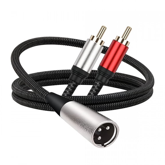 GJX 2026 New Xlr to 2 Rca Y Splitter Cable Audio Cable Adapter Xlr Cable (1M Xlr Male to 2Rca) for Studio,Home,Theater,Mixing