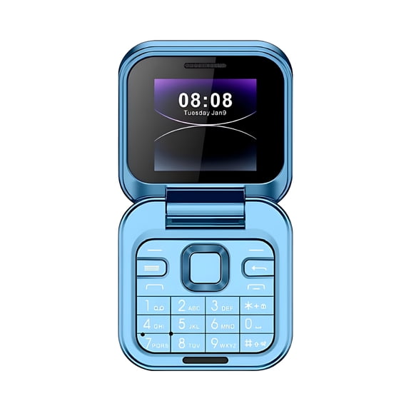GJX 2026 Newnew Mini Flip Mobile Phone,2 Sim Card Small Display Foldable Cell Phone,Unlocked Flip Phone 2G Flip Cell Phone for Seniors for Travel,Home,Office(Blue)