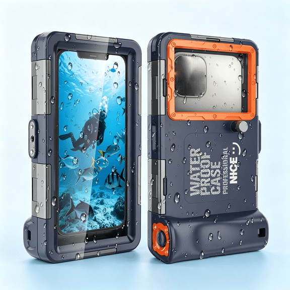 GJX 2026Underwater Snorkeling Diving Phone Case for Iphone 16/15/14/13/12/Pro Max S24/S23/S22. 50Ft/15M Professional Scuba Dive Waterproof Case Underwater Photo Video Cover Orange