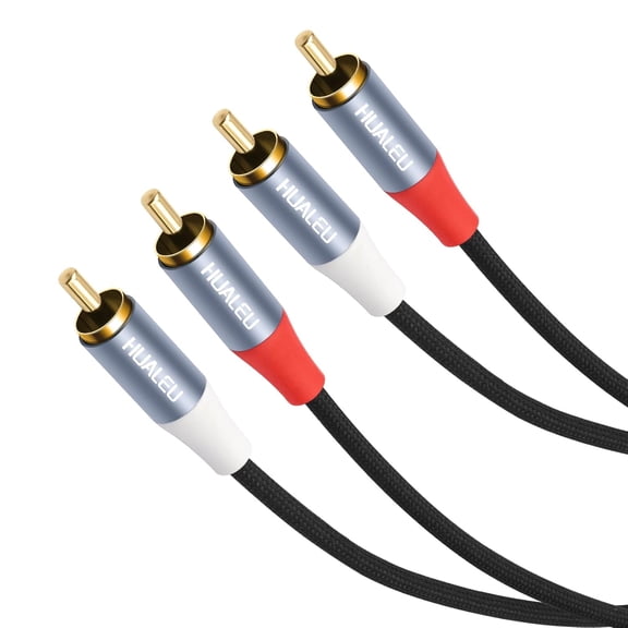 GJX 20Ft 2 Rca M/M Stereo Audio Cable, Gold-Plated 2Rca Male to 2Rca Male Aluminum Shell Auxiliary Audio Cord-1Pack