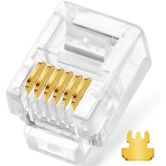 GJX 20Pack Telephone Modular Plug Rj11/Rj12 6P6C Connector for Phone Line Cord(Compatible with Both Solid and Stranded Wire)