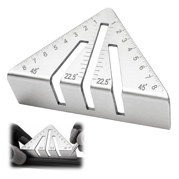 GJX 22.5-90 Miter Square Ruler,Protractor High Precision Miter Triangle Ruler,Professional Heavy Duty Metalworking Miter Square,For Square Tubing,Round Pipes,Angle Iron,Flat Stee (8")