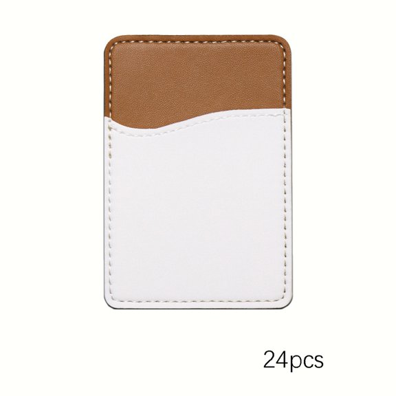 GJX 24 Pcs Sublimation Blank Phone Wallet,Pu Leather Stick on Card Holder for Back of Most Cell Phones,Iphone&Android,Customizable Sublimation Wallet-White