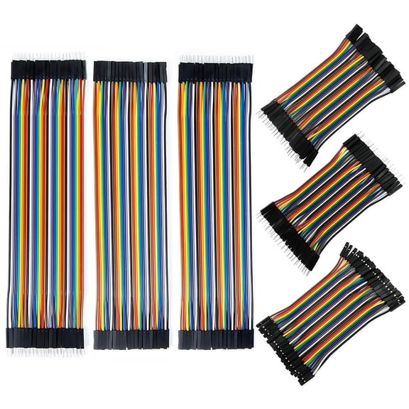 GJX 240Pcs Wire Kit,10Cm and 20Cm Jumper Cables,40-Pin M-F/M-M/F-F,Breadboard Jumper Ribbon Cables Kit Compatible with Arduino Projects