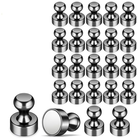 GJX 24Pcs Black Magnetic Push Pins,Black Refrigerator Magnets, Small Whiteboard Magnets for Locker,Office, School, Locker, Map,Kitchen Refrigerator Magnets Fridge Magnet