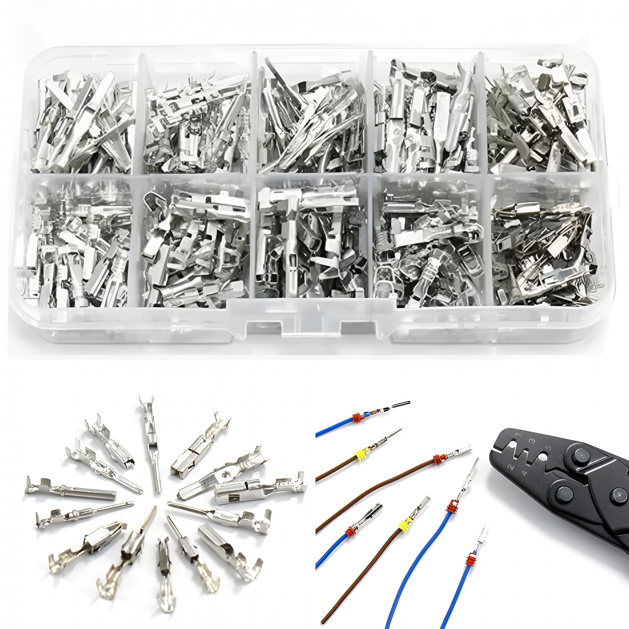 Produktbild von Steckverbinder-Pins-Set – 290 Stück Crimpbare Anschlussstifte 1–3,5 Mm, Wasserdichte Silikonhülsen, Ausziehwerkzeug, Für Auto, Motorrad, Boot