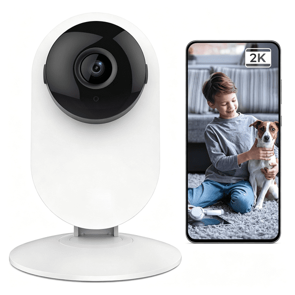 GJX 2K 3Mp Home Security Camera, Indoor Camera with Person, Vehicle, Animal Detection, Phone App for Baby, Pet, Dog, Monitoring, Compatible with Alexa Pet Camera Indoor with Phone App
