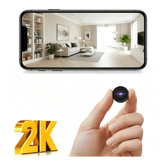 GJX 2K Hidden Camera, Mini Spy Camera Wireless for Home Security, Small Indoor Nanny Cam with Night & Motion Detection, Secret Wifi Camera for Pet/Baby, Camaras Espias Ocultas, Black