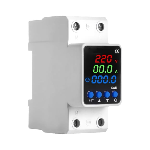 GJX 2P 63A Smart Circuit Breaker, Ac 220V Adjustable over under Voltage & over Current Protection, Auto Reset Din Rail Mount with Energy Monitoring, Smart Breaker