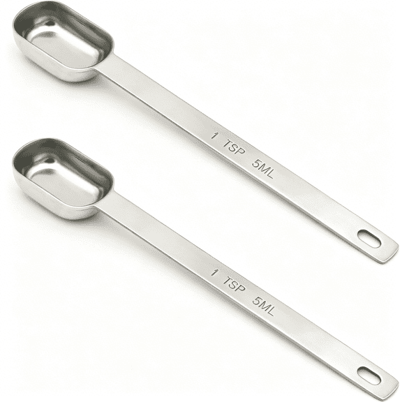 GJX 2PCS 1tsp (1/3tbsp,5ml) Single Measuring Spoon,Stainless Steel Long Handle Teaspoons Only