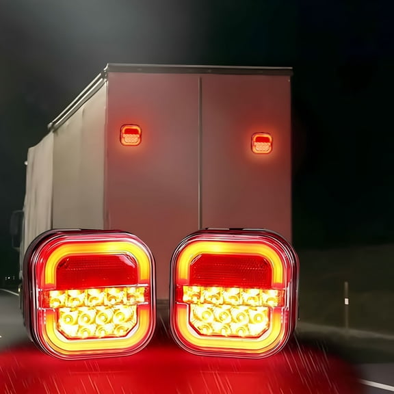 GJX 2PCS Magnetic Wireless Tail Lights for Trailer, Wireless Trailer Lights Kit, Rechargeable Magnetic LED Trailers Light, for Truck, RV, Camper, Boat