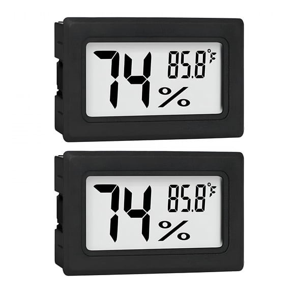 GJX Thermometer & Hygrometer 2 Pack Mini Digital Hygrometer Indoor Outdoor Hygrometer LCD Temperature Humidity Meter Gauge