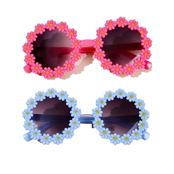 GJX 2Pcs Baby Sunglasses,Daisy Flower Design Toddler Sunglasses Age 2-4,Cute Trendy Design Infant Sunglasses,Style2
