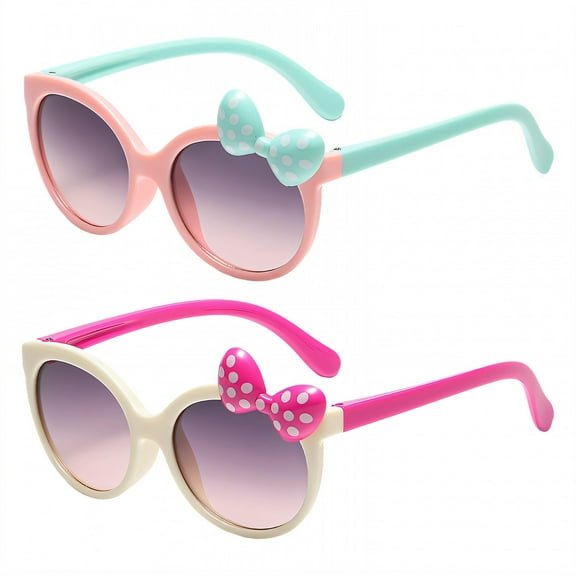 TELOLY 2Pcs Baby Sunglasses,Efficient UV Protection Lenses Age 2-4, Non-Pressing on Nose