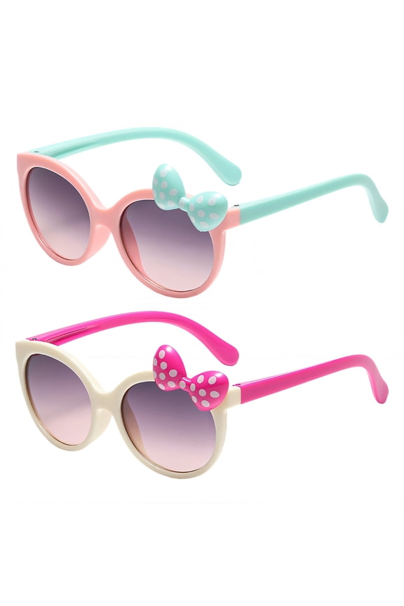 2Pcs Baby Sunglasses,Efficient UV Protection Lenses Age 2-4, Non-Pressing on Nose