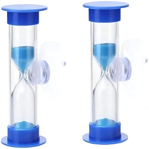 GJX 2Pcs Blue Toothbrush Timer for 2mins Sand Clock Timer 2 Minute Sand Timer,Plastic Suction Cup Hourglass Sandglass Desktop Ornament Party Favors Home Decor,Kitchen,Other