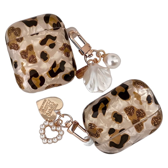 GJX 2Pcs Case for Airpods 4,Fashionable Leopard Print + Shell Texture Design Protection Cover for Airpods 4 Case,360° All-Around Protection Protective Case Cover for Apple Airpods 4,Color Mixing3