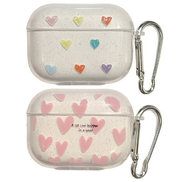 GJX 2Pcs Case for Airpods 4,Pink Heart Elements Protection Cover for Airpods 4 Case,Letter Print Design Protective Case Cover for Apple Airpods 4,Color Mixing1