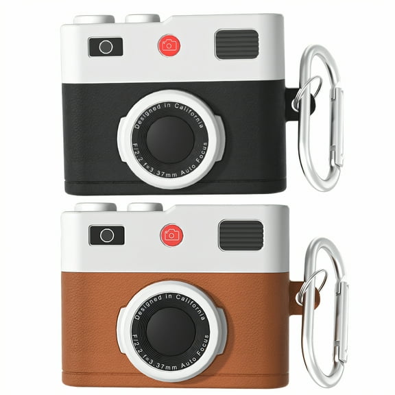 GJX 2Pcs Case Compatible with Airpods Pro 2,Resilient Silicone Wrap Protective Case for Airpods Pro 2,Tactile Texture Camera Shape Case for Airpod Pro,Style1