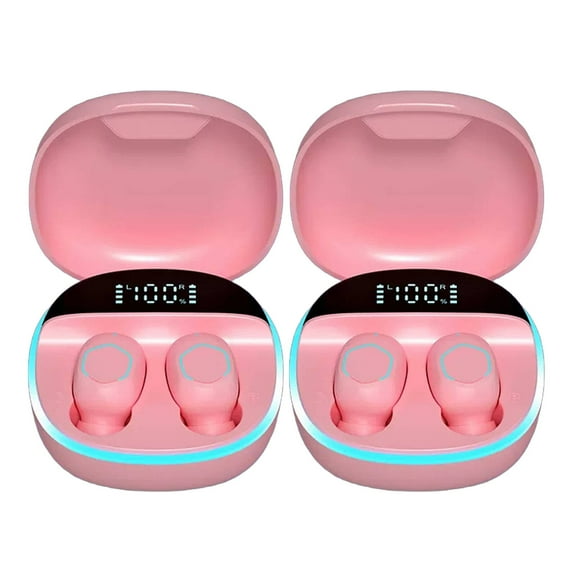 GJX 2Pcs Ear Buds Clear Sound Wireless Earbuds Easy Pairing Headphones Wireless Pink