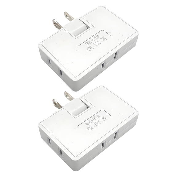 GJX 2Pcs Electrical Outlet Adapter with 180-Degree Rotating Design, Flat Wall Plug Three-in-One Multi Outlet Adapter for Home Office, Space-Saving Power Strip Alternative for Multiple Devices