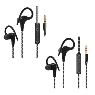 GJX 2Pcs Headphones,Sports In-Ear Headphones,noise Cancelling Headphones,Wired Control for HIFI Sound,Universal Heavy Bass Earbuds,Black