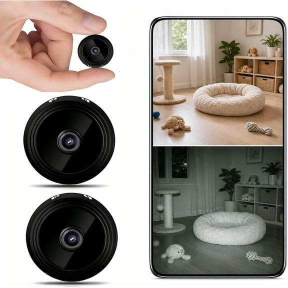 GJX 2Pcs Mini Hidden Wifi Camera, Indoor Outdoor Security Spy Cam with Night & Motion Detection, Portable Tiny Surveillance Camera for Home Office X/Y