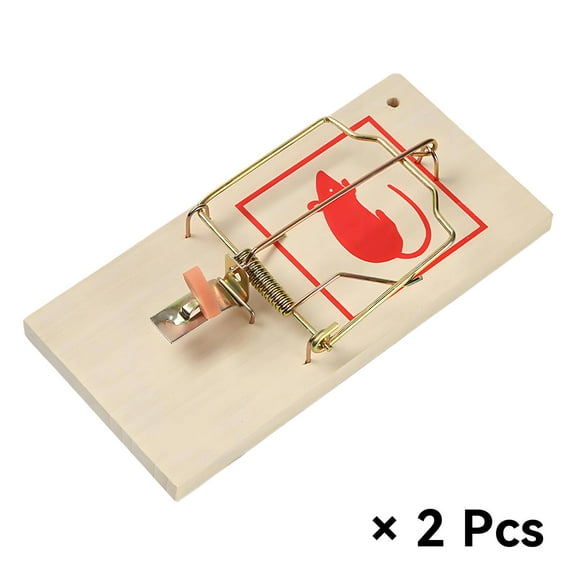 GJX 2Pcs Mouse Trap,Dual Spring Sensitive Trigger Rat Trap,Chemical-Free Mouse Capture Easy Operation with Secure Fix Animal Trap,Solid Wood