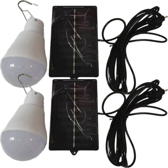 GJX 2Pcs Rechargeable Led Light Bulb Solar Charging Solar Powered Led Emergency Light Emergency Lighting Function Rechargeable Bulb Style1